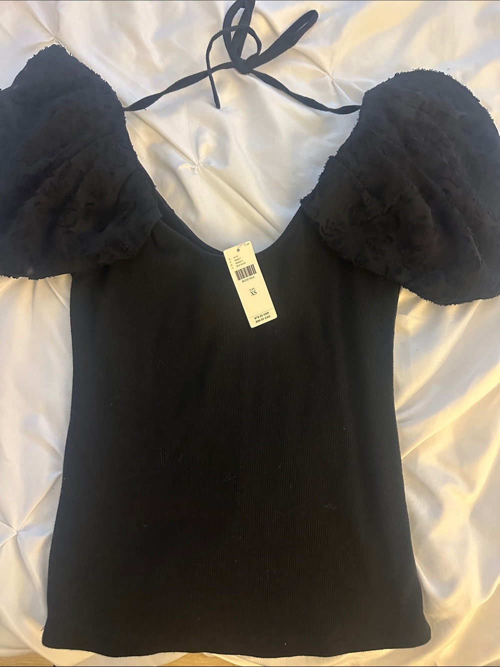 Anthropologie Black Puff-Sleeve Top